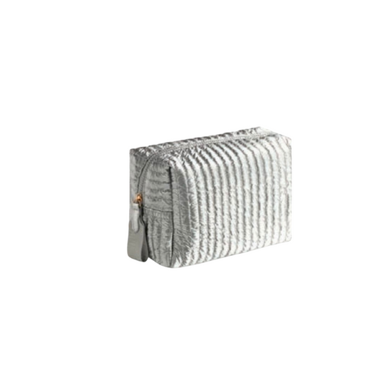 Logan Large Boxy Cosmetic Pouch- Silver