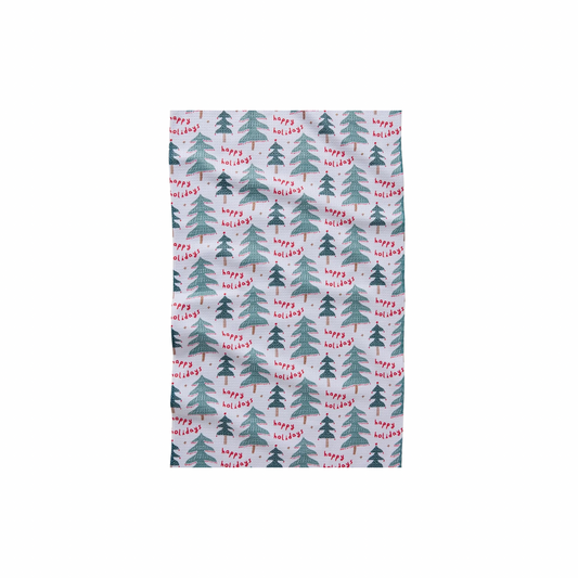 Geometry Berry Happy Holidays Tea Towel