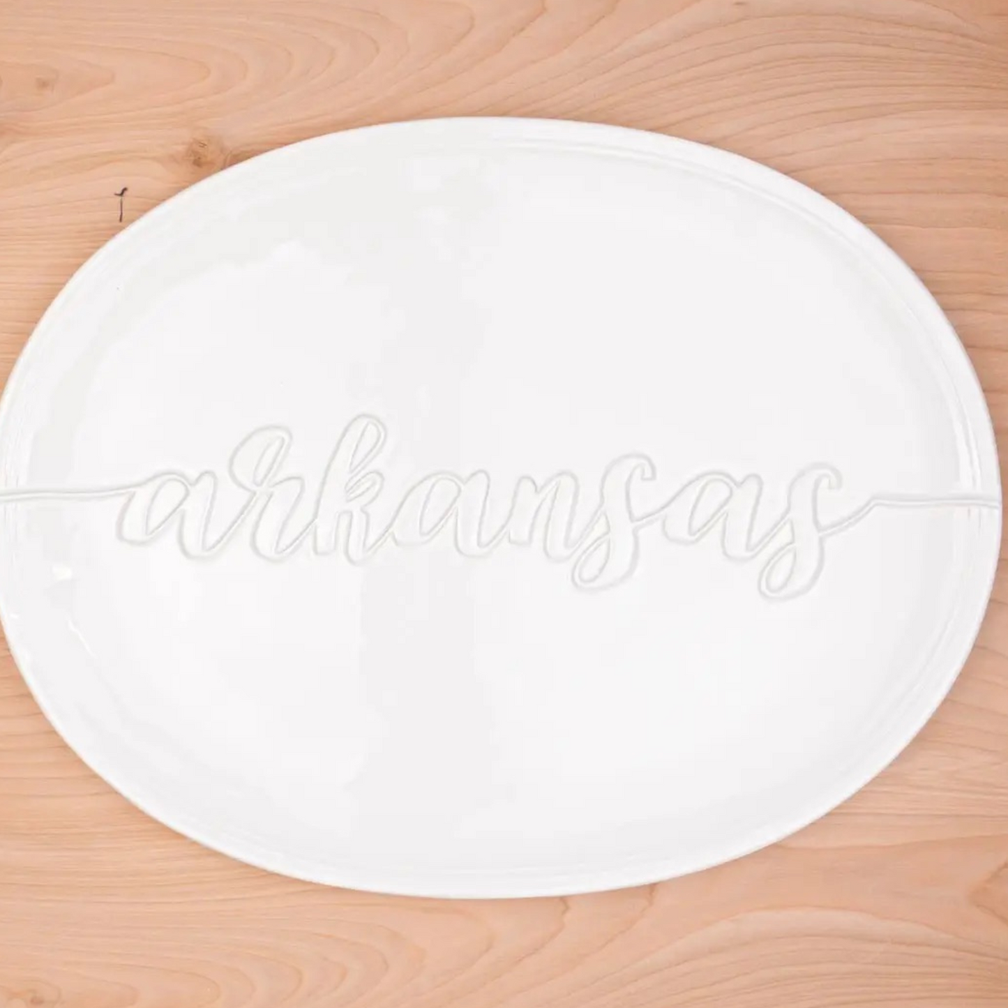 Arkansas Embossed White Platter