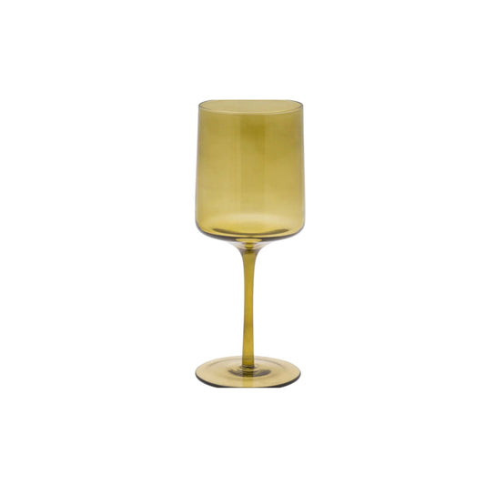 Olive Mid- Century Wine Glass