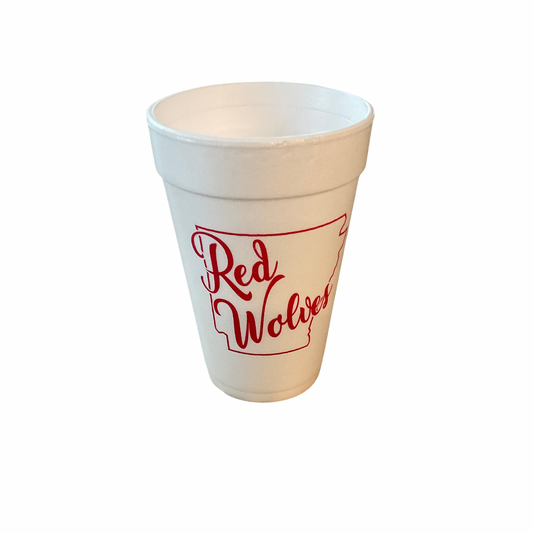 Red Wolves Styrofoam Cups- Sleeve of 12